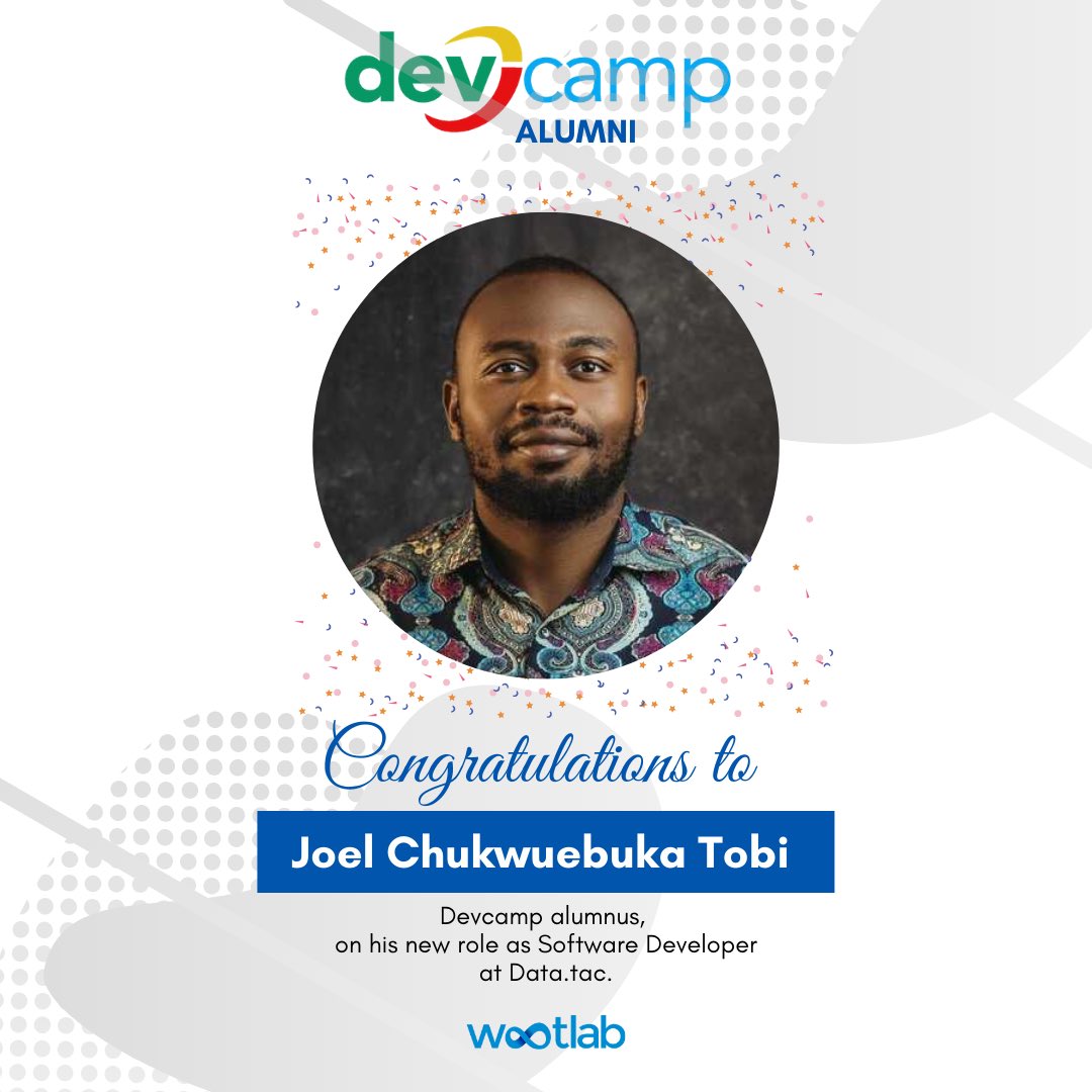 Wootlabng's tweet photo. Congratulations Joel Chukwuebuka Tobi on your new job.
We wish you good luck. The sky is only your starting point, keep soaring higher!
#wootlab #devcamp #softwaredeveloper #congratulations https://t.co/Hh8WmbHDcW
