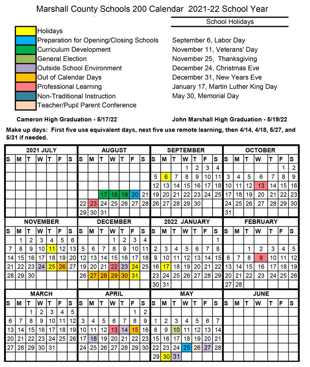 Marshall University Calendar 2022 Marshall Co. Schools Twitterissä: "The 2021-2022 Academic Calendar Has Been  Approved By The Marshall County Board Of Education And The Wvde. Students  In 1St – 12Th Grade Return To The Classroom On