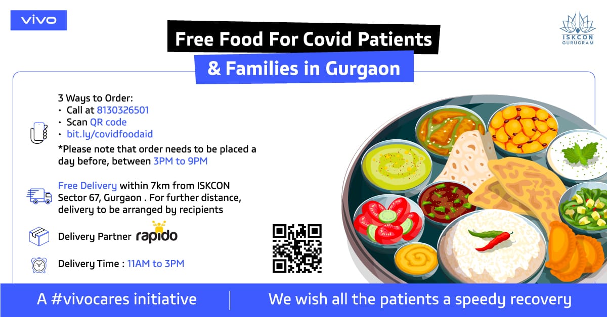 As part of our #vivocares initiative, we, in partnership with ISKCON, are providing free food to COVID patients and their families in Gurgaon. We hope that this gesture will help the community stay nourished and heal faster from the impact of the pandemic.