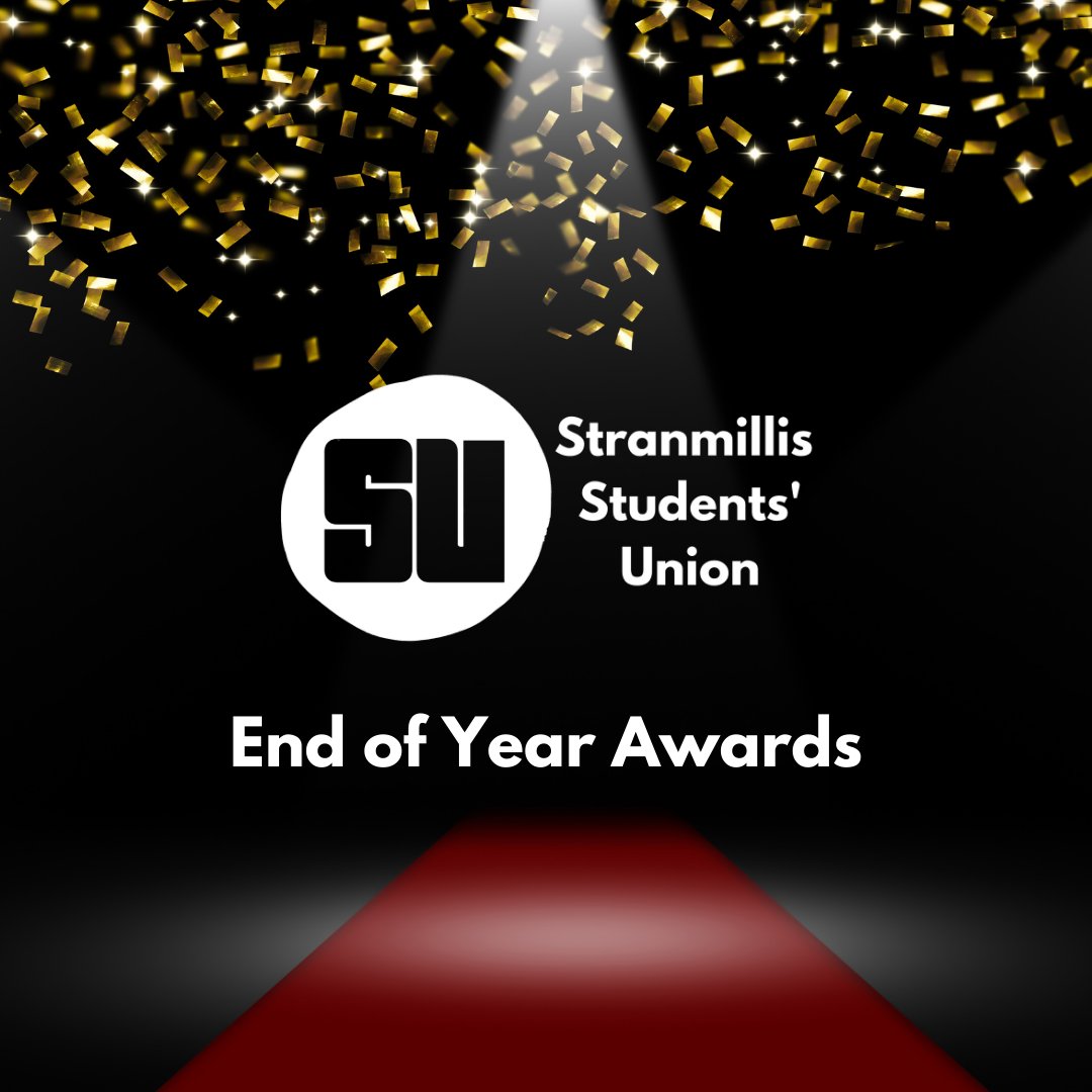 STRANMILLIS SU AWARDS 2021!
Thanks to all who nominated their friends and classmates for the various categories and now is the time to decide a winner!
Follow this link, forms.office.com/r/j8PwX3bTb2 , to decide who is the winner of each category! 
Voting Ends Friday 14th May at 5pm!
