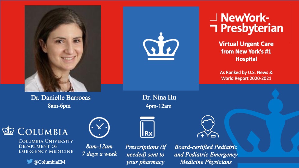 Your #child deserves the best #urgent care! Connect with <a href="/CHONY_ED/">MSCH ED</a> Emergency Physicians via nyp.org/UrgentCare. Let us help with your non emergency illness or injury virtually. On today: Dr. Barrocas &amp; Dr. Hu <a href="/nyphospital/">NewYork-Presbyterian</a> #Telemedicine #telehealth #digitalhealth