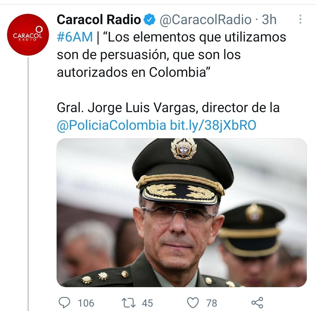 AngieRodrguezC2's tweet photo. ¿Persuasión? Acribillar, matar, violar, torturar, desaparecer, entre muchos crímenes más, es una estrategia de persuasión y además autorizada...
Me indigna esta institución y los medios de comunicación que les dan espacio para justificarse
#SOSColombiaNosEstanMatando https://t.co/J99gnqjVpl