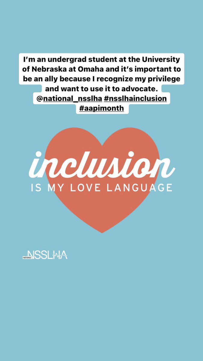 jsglasshoff's tweet photo. I'm showing support for my fellow CSD students within the AAPI community to improve cultural awareness and responsiveness by participating in ASHA's #NSSLHAinclusion challenge on Instagram: https://t.co/pamISU5IOn @unonsslha @nsslha #nsslhastrong #AAPIMonth https://t.co/k1DqdUoHsB