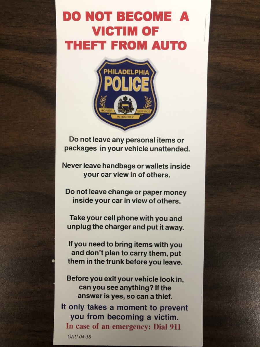 PPD05Dist's tweet image. The 5th District wants you to always remember to lock your doors and use the following tips to prevent Theft From Auto's.