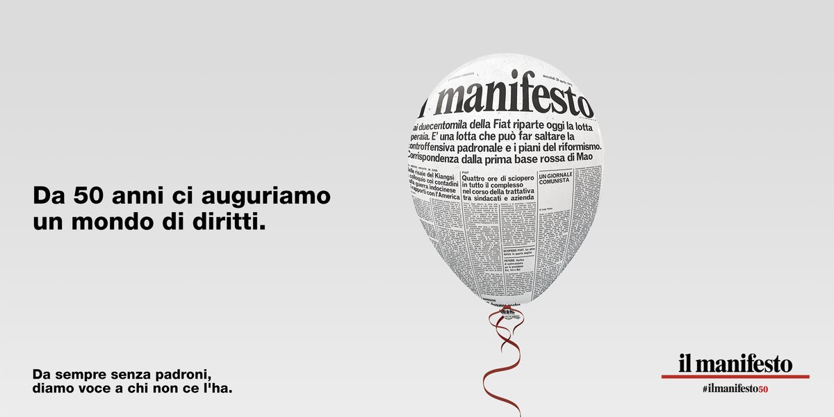 Siamo sempre stati indipendenti, schierati e senza padroni. E per questo da 50 anni diamo voce a chi non ce l’ha. Festeggia con noi il nostro compleanno: abbonati al manifesto per altri 50 anni senza compromessi.
#ilmanifesto50