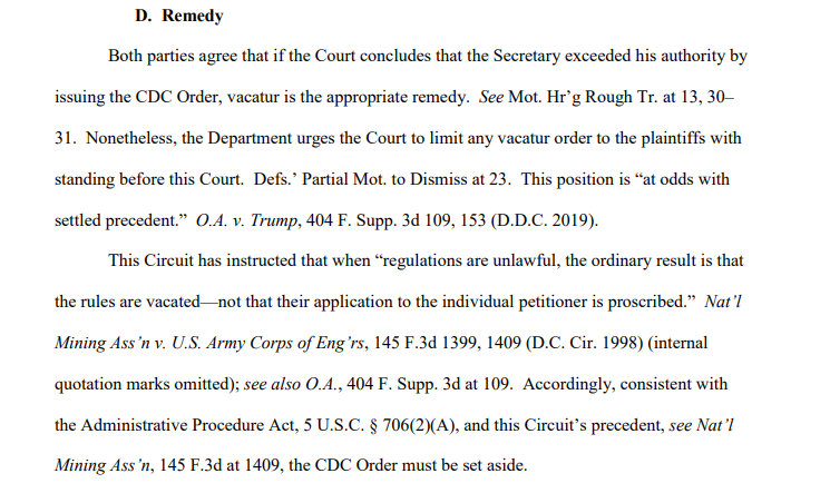 Molly Duerig Federal Judge Nullifies Eviction Moratorium It S A Dramatic And Very Very Sweeping Decision By U S District Judge Dabney L Friedrich Gallagherlaw Tells Me The Cdc Order Must Be