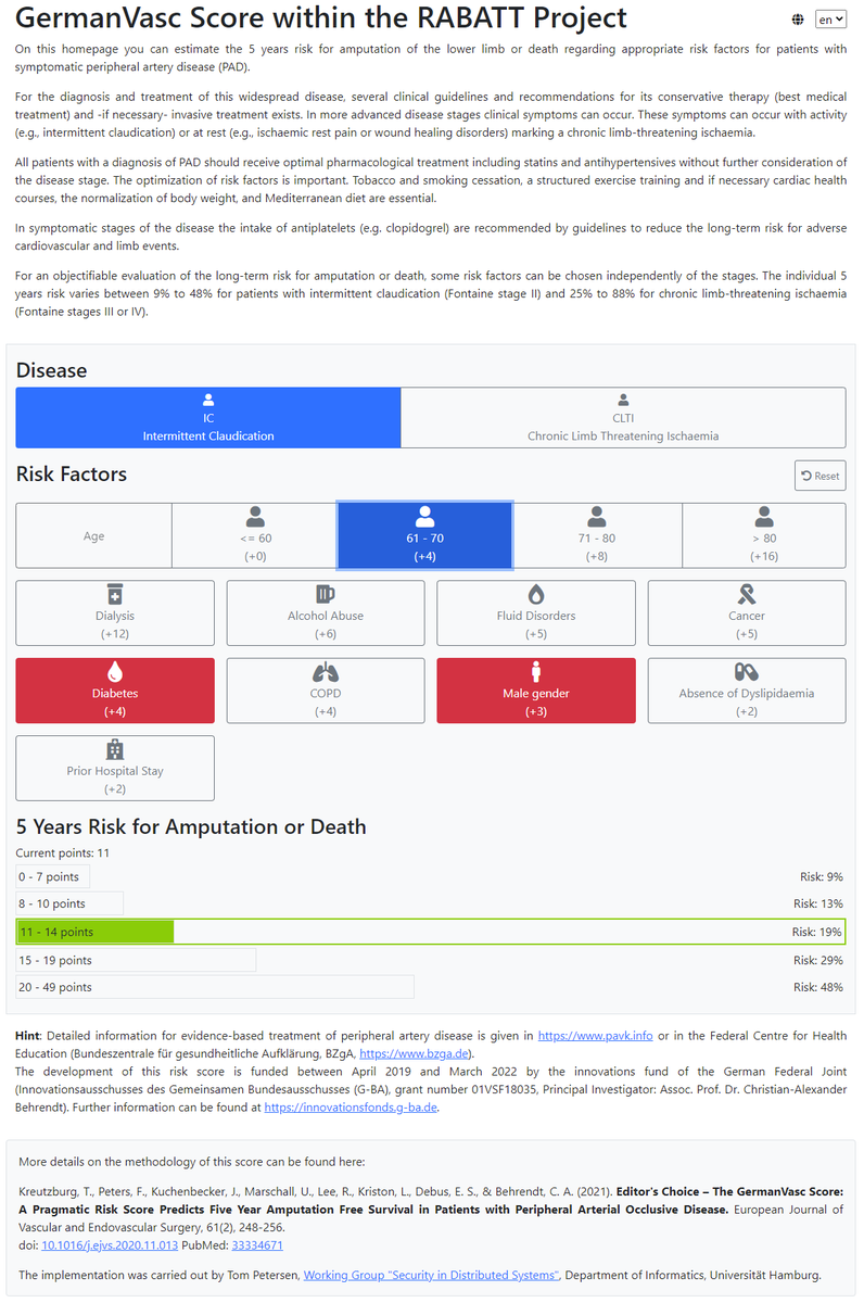 VASCevidence's tweet photo. We deployed a multilingual webbased #GermanVasc online tool providing an easy-to-use learning score for our patients predicting 5y risk for amputation or death! https://t.co/9jB05KTtJ0 | https://t.co/3BkZHHQtgi | @EJVES_ESVS  @MDEpiNet_ppp @BARMER_Presse🎉https://t.co/FnLHcMWtKN https://t.co/p1I0oRwyvA