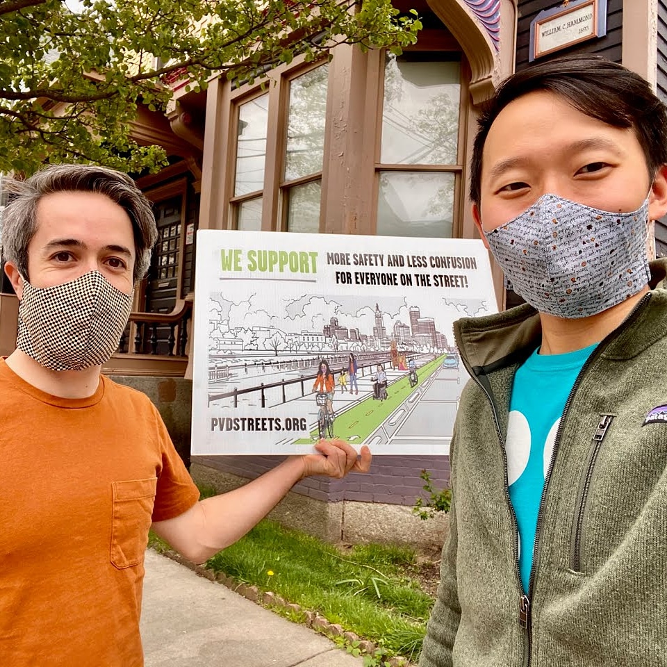 PVDStreets's tweet photo. "Reading about the Great Streets Initiative makes us proud to see the city invest in infrastructure that will make the roads a safer place for all."
~ Richard Park and Thomas Van Wemmel, Elmwood
Get your #MoreSafety #LessConfusion yard sign here:
https://t.co/kIuvDwJ8C0 https://t.co/4oekiFLOe3