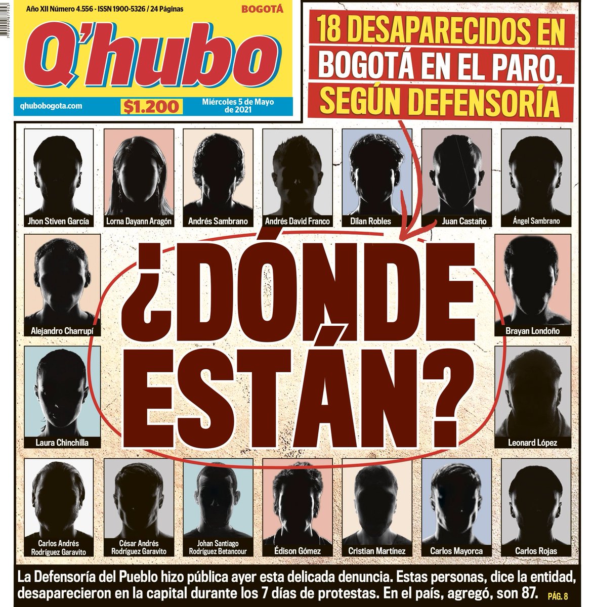LaPazColombiani's tweet photo. Mientras Q'hubo pregunta:
¿DÓNDE ESTÁN?
Caracol y RCN desinforman al mundo y son CÓMPLICES de la MASACRE perpetrada por el Gobierno GENOCIDA NARCOPARAMILITAR en Colombia.
#SOSColombiaNosEstanMatando #Anonymous #AnonymousColombia #ParoNacional5M #YaNoMas #5Mayo #UribeAsesino https://t.co/Bl3WCPx6ch