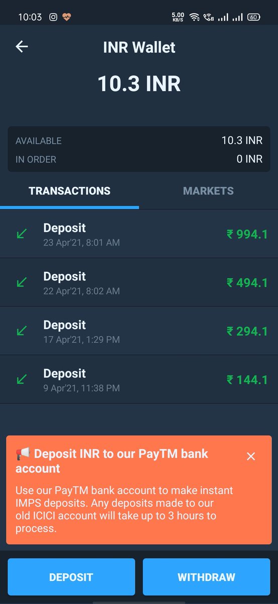 JiyaniKuldeep's tweet photo. Deposit to @WazirXIndia new Paytm Bank account and also they not provide a details of that account. And if you deposit in old icici account than your ammount ho on hold. What the hell is this #WazirXScam ??

#doge #cryptocurrency
#dogearmy
@NischalShetty @BuddhaSource @wazirx https://t.co/RdcHxUl1c4