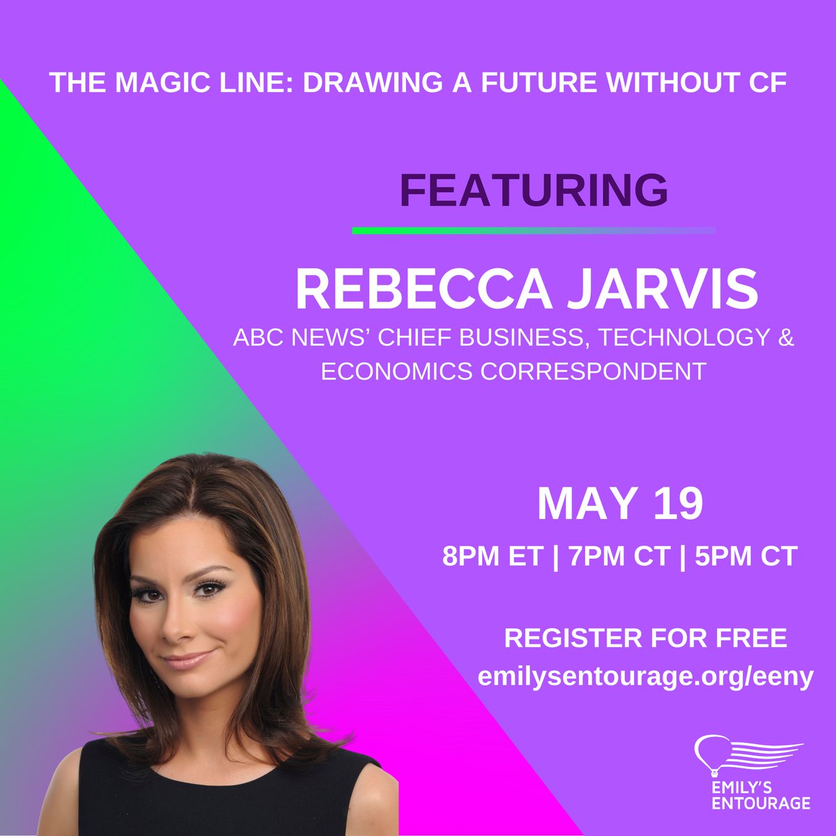 EmilysEntourage's tweet photo. It's outrageously exciting to share that @RebeccaJarvis, @ABC Chief Biz, Tech and Economics correspondent and creator of the No Limits podcast, will be interviewing our very own co-founder Emily at #TheMagicLine virtual event on 5/19! REGISTER FOR FREE https://t.co/FnMEn8QHiF https://t.co/nvrSIJ5AmM