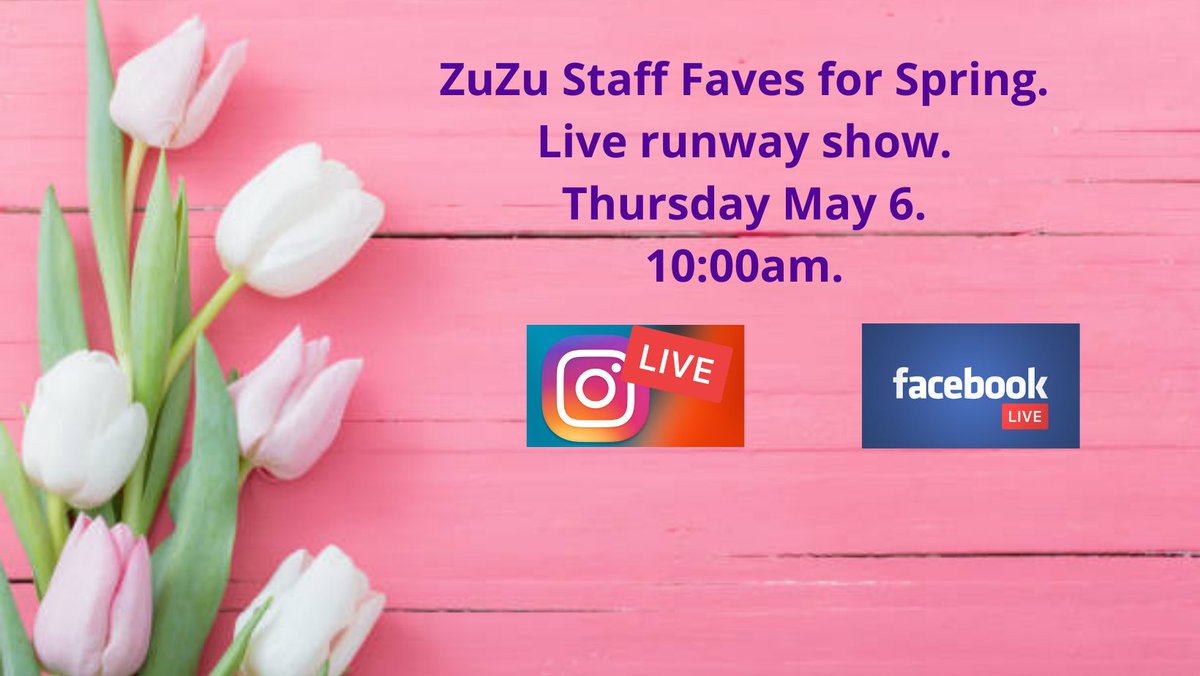 What are you doing tomorrow at 10am? We're hosting a FB and IG Live runway show from ZuZu Fashion Boutique...staff faves for Spring!
