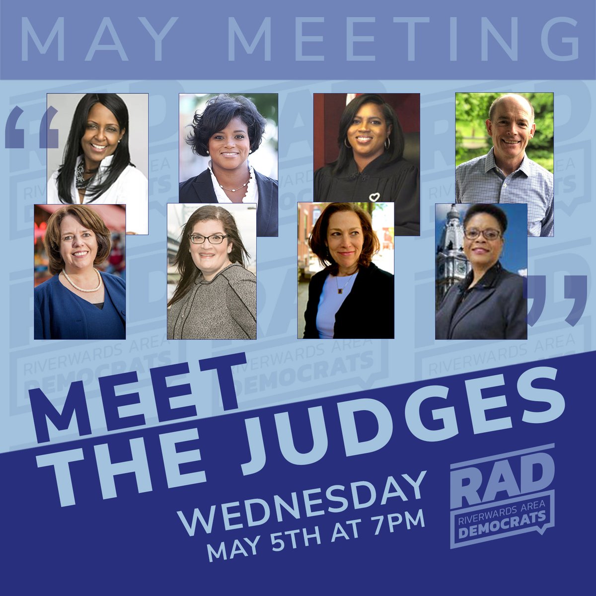riverwardsdems's tweet photo. Tonight at 7pm we'll hear directly from eight judicial candidates and discuss RAD’s #GOTV opportunities ahead of the Primary Election. Get the zoom link here: https://t.co/DWa57yG0ak
#paprimary2021 #phillyvotes #riverwardsdems #radphilly #makeaplan #vote #judicialcandidates https://t.co/nJAik6S9AX