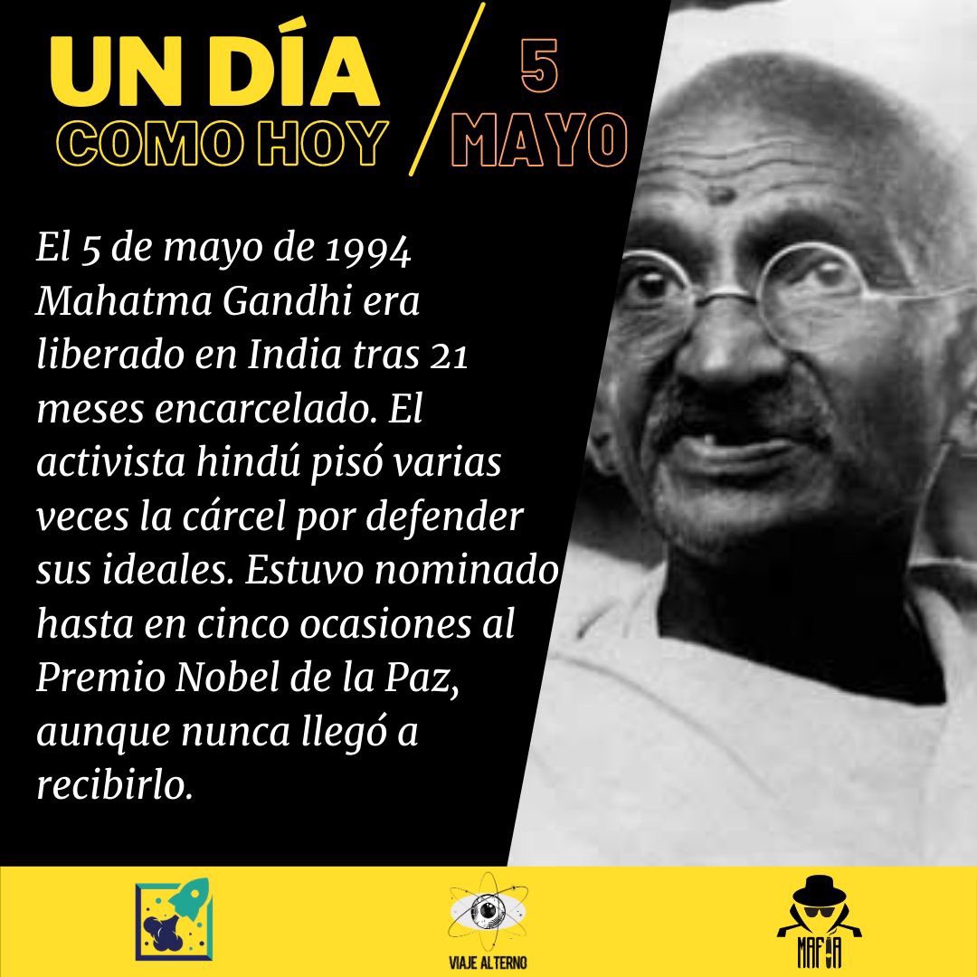 #UnDiaComoHoy en 1944 

Gandhi es liberado tras 21 meses de arresto

El 5 de mayo de 1994 Mahatma Gandhi era liberado en India tras 21 meses encarcelado.
#ViajeAlterno #datosinteresantes #datoscuriosos #datoshistóricos #ghandi #historia #historico