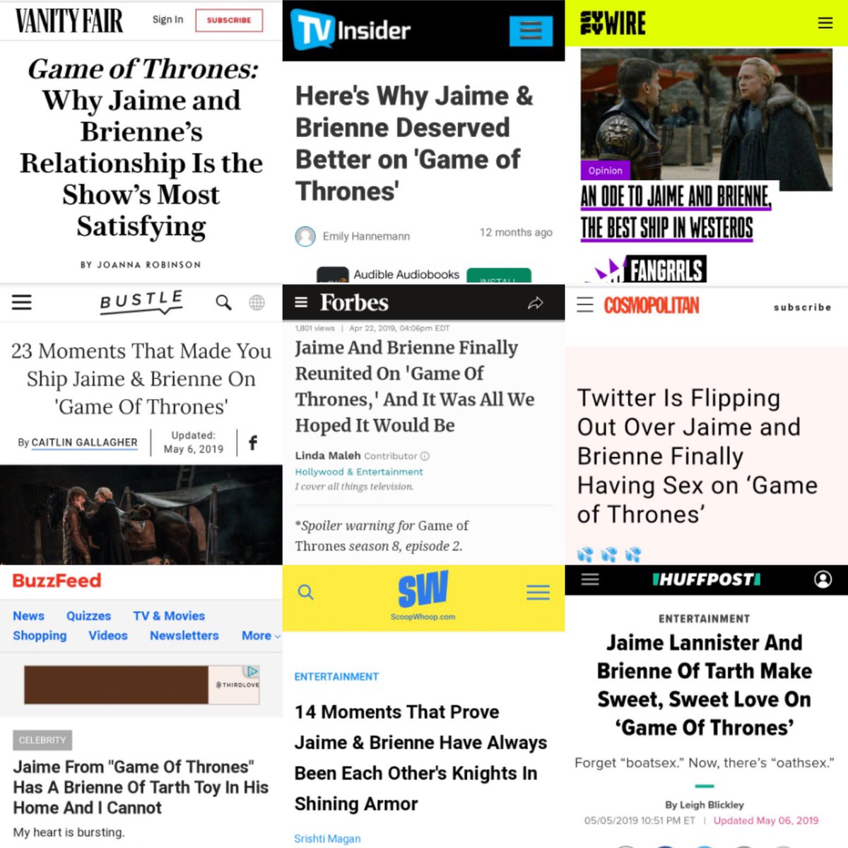 On the two year anniversary of Oathsex we celebrate Jaime and Brienne still reigning supreme while Dumb &amp; Dumber's twincest vision, etc continues to be rejected &amp; mocked so bad they're still hiding 2 years later. Should've followed GRRM's story bros. The fans have spoken.J/B won.