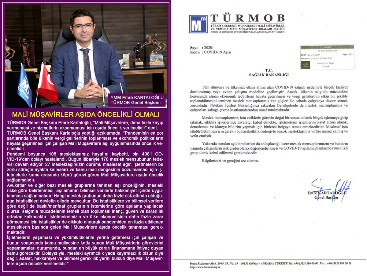 2- Her platformda haklı taleplerimizi ifade etmeye devam edeceğiz.
Aşıya erişimde ayrımcılığı kabul etmiyoruz.
#türmob
<a href="/drfahrettinkoca/">Dr. Fahrettin Koca</a> 
<a href="/lutfielvan/">Lütfi Elvan</a> 

dunya.com/ekonomi/turmob…

milliyet.com.tr/amp/ekonomi/ma…