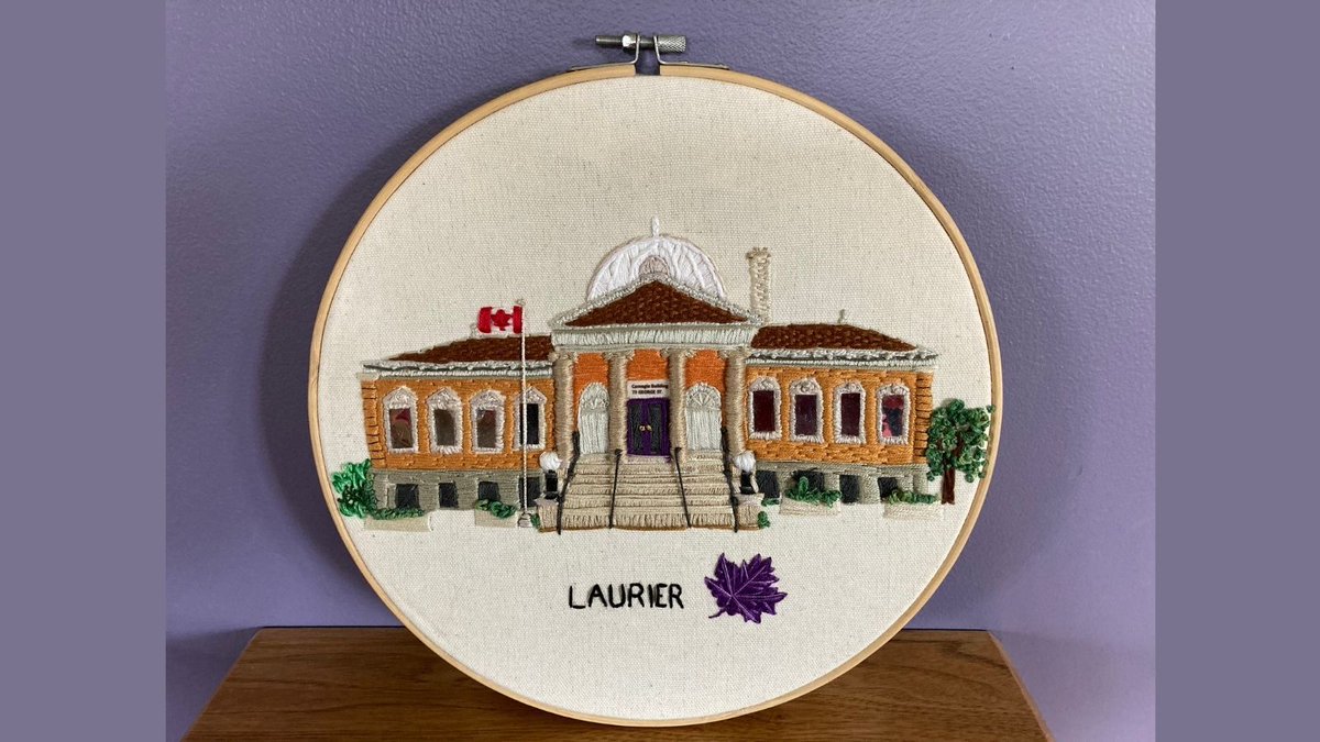 Now, this is anything but "sew-sew" 

<a href="/LaurierAlumni/">Laurier Alumni</a> and Brantford campus employee Christine McKinlay (BA' 07) took up embroidery during the pandemic. She says she was immediately inspired to make something connected to campus. 🏛

<a href="/CityofBrantford/">City of Brantford</a> | <a href="/downtownbrantfd/">Downtown Brantford</a>