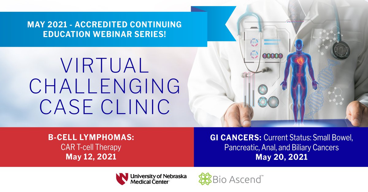 Over the next 2 weeks, join us for TWO #virtualmeetings in #BCellLymphoma and #GICancers. Register for next Wednesday's interactive VCC with @JohnPLeonardMD & @MediHumdani at bit.ly/3emLwrz... and submit your questions for the experts cme@bioascend.com! #CME #hemeonc