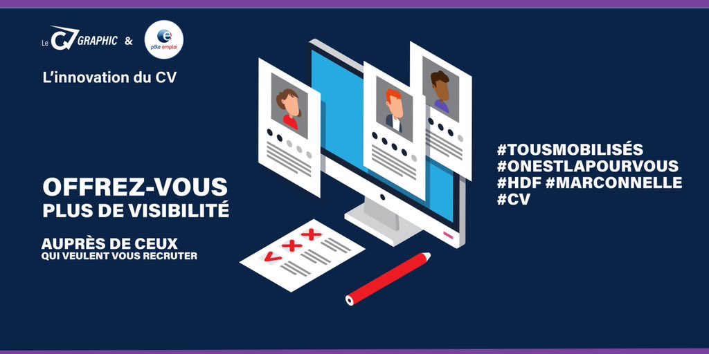 [🟣 Prestation « L’innovation du CV » - @poleemploi_HDF]

💬 Offrez-vous plus de visibilité auprès de ceux qui veulent vous recruter ! 

▶️ #Tousmobilisés #Onestlapourvous #CV #PoleemploiMarconnelle