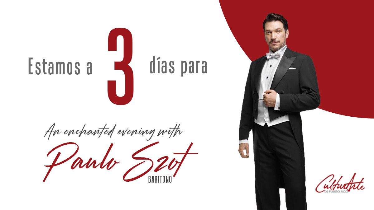 Estamos a solo tres días para una experiencia musical memorable con la estrella de Broadway y ganador del premio Tony, Paulo Szot. Acompáñanos este sábado 8 de mayo, en el Centro de Bellas Artes Luis A. Ferré.

Descrubre más: ow.ly/fLx450EFlUC

#CulturartePR #LiveConcert