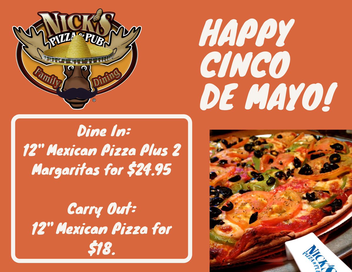 Happy Cinco De Mayo!
Come celebrate with us while dining in 🍽 today or carrying out🚗!