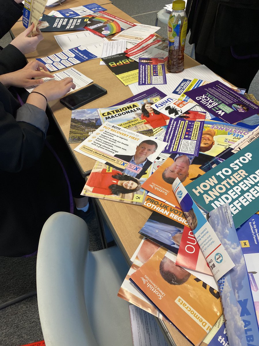 HolyRoodModern's tweet photo. Today Higher Modern Studies students are analysing election leaflets and evaluating their reliability. #ScottishElections2021 https://t.co/i3oqoEyM13