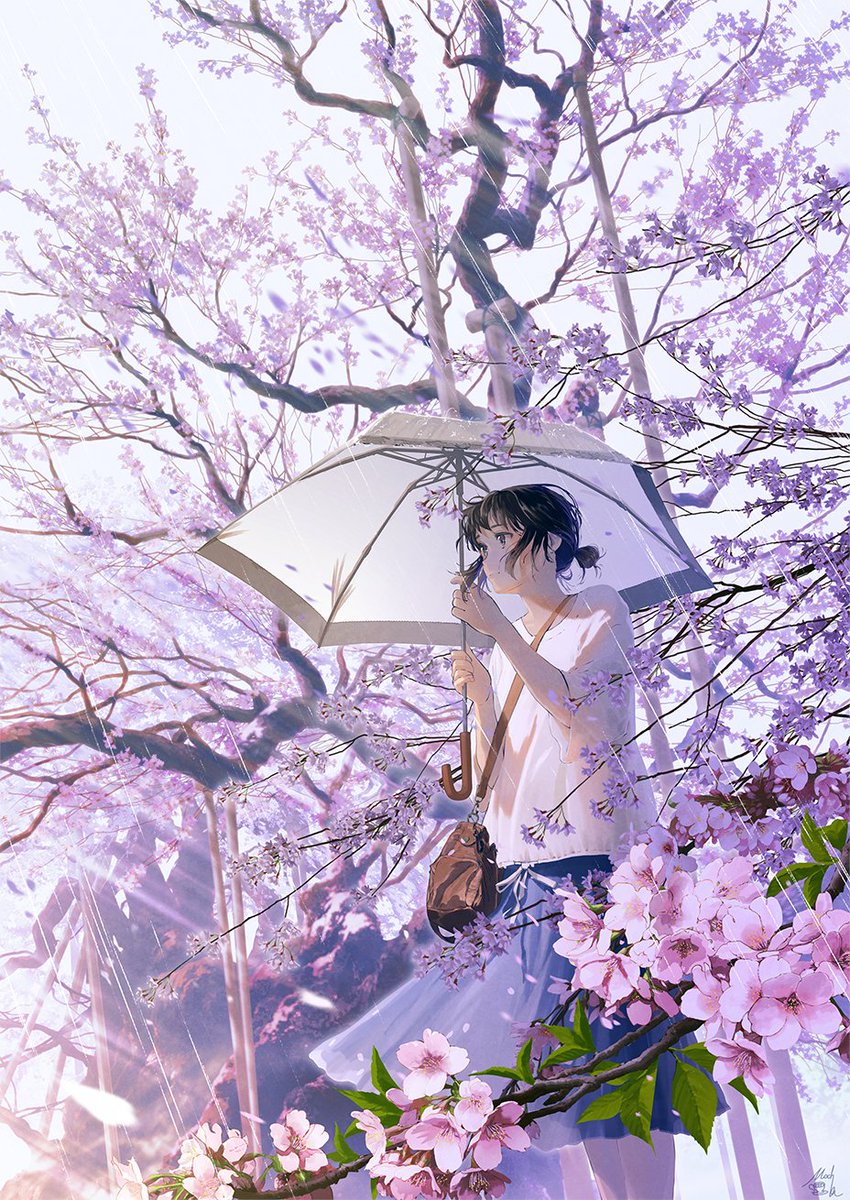 「風景イラスト
「桜雨」 」|mochaのイラスト
