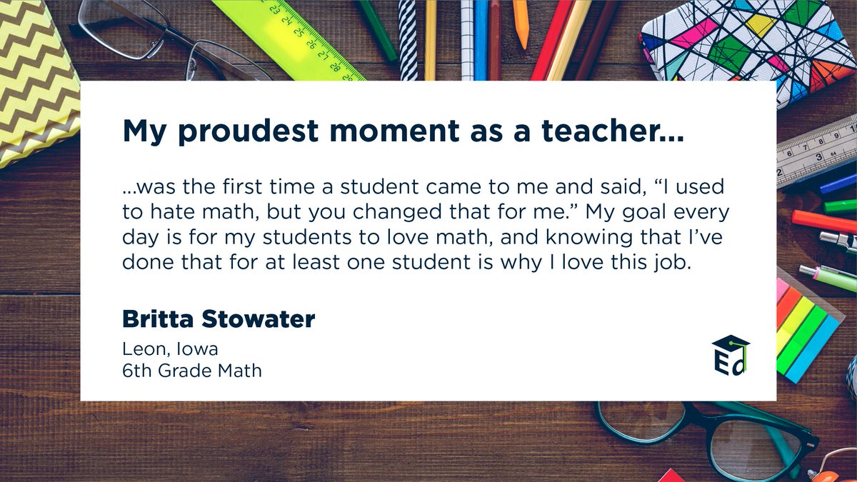 usedgov's tweet image. We asked teachers across the U.S. to share their proudest moments of teaching. 

Thank you for sharing, Britta! 🙌 🧮

#TeacherAppreciationWeek #ThankATeacher