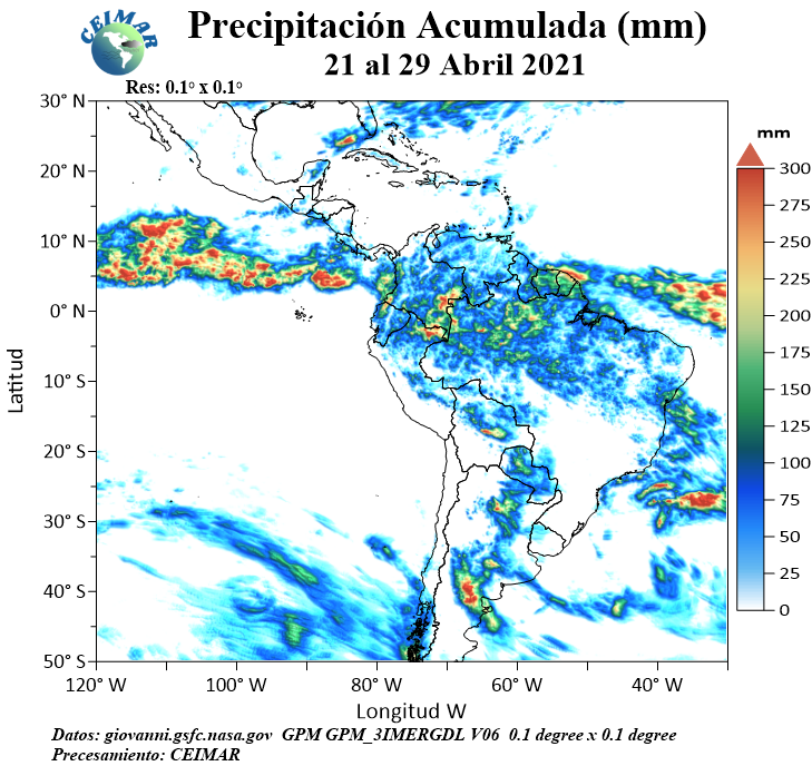 CEIMAR1's tweet photo. Precipitación acumulada (mm) del 21 al 29 de abril 2021.
más en: https://t.co/ojYt7BC1Lk https://t.co/HMRJb2FzHP