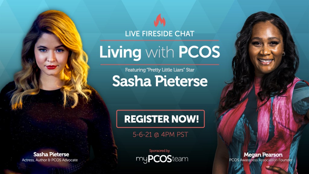 PCOSAA's tweet photo. Have you registered yet?! Be to sure to click on the link in our bio to register. You're invited to join our founder Megan and our partner MyPCOSTeam in a fireside chat featuring Sasha Pieterse tomorrow! #pcos #pcosaa #pcosinformation #pcosresource #sashapierterse #livingwithpcos https://t.co/fKbgluEHrF
