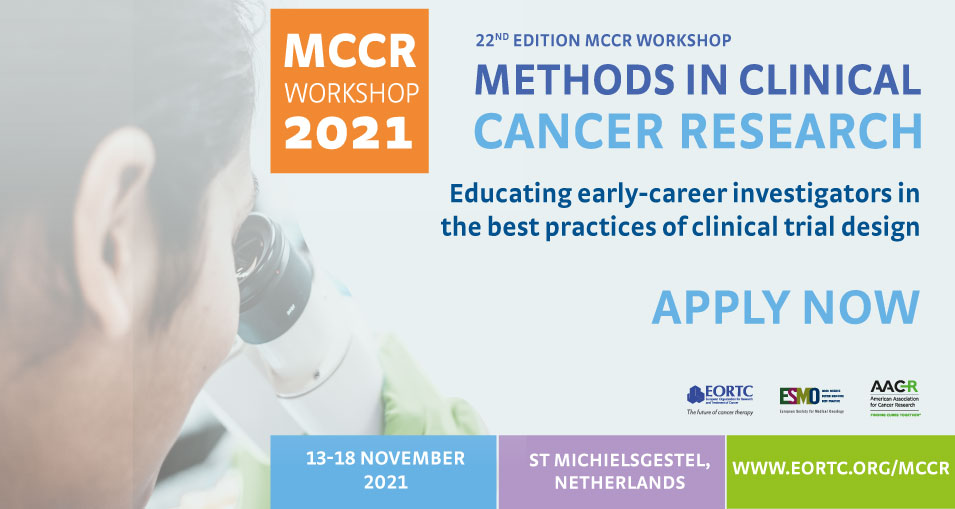 #MCCRWorkshop The Workshop is organised by <a href="/EORTC/">EORTC</a> <a href="/myESMO/">ESMO - Eur. Oncology</a> and <a href="/AACR/">AACR</a> and has provided training to over 1800 investigators from all over the world since its’ inception in 1999. Apply NOW eortc.org/mccr #clinicaltrialdesign #clinicaltrials