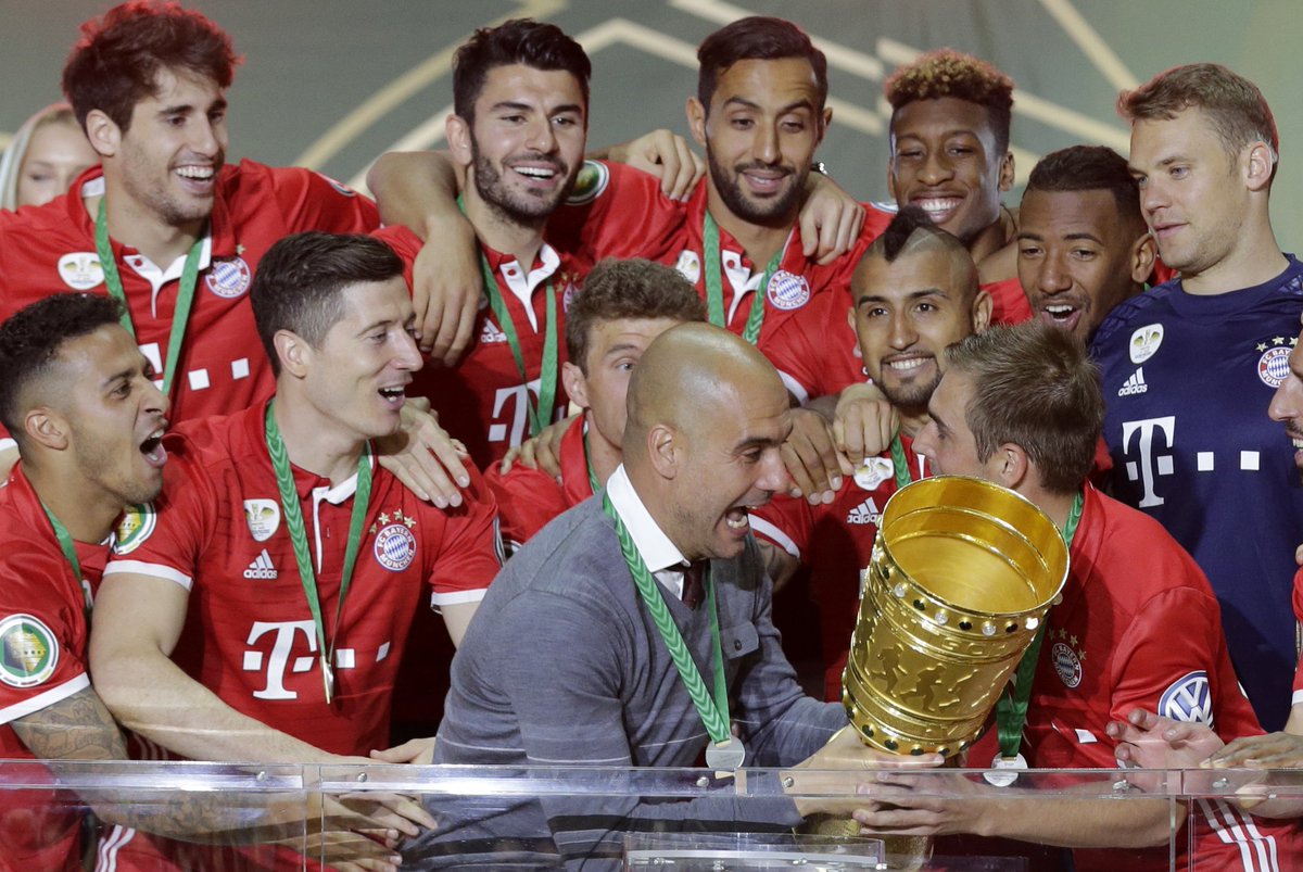 Pep then went to Bayern Munich in 2013, immediately winning them their first ever UEFA Super Cup and FIFA Club World Cup He won the Bundesliga thrice, the Pokal twice, the UEFA Super Cup and the CWC in an era where Dortmund were more competitive 7 honours in 3 seasons