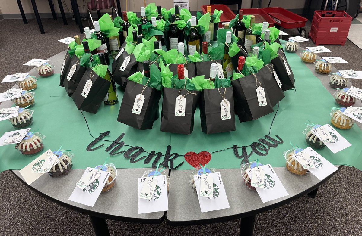 MrDailey_Garin's tweet photo. A huge “Thank you” to our amazing  Garin PTA for a tasty treat and well timed gift bag! 💚💚 https://t.co/8aHgn4i5rf