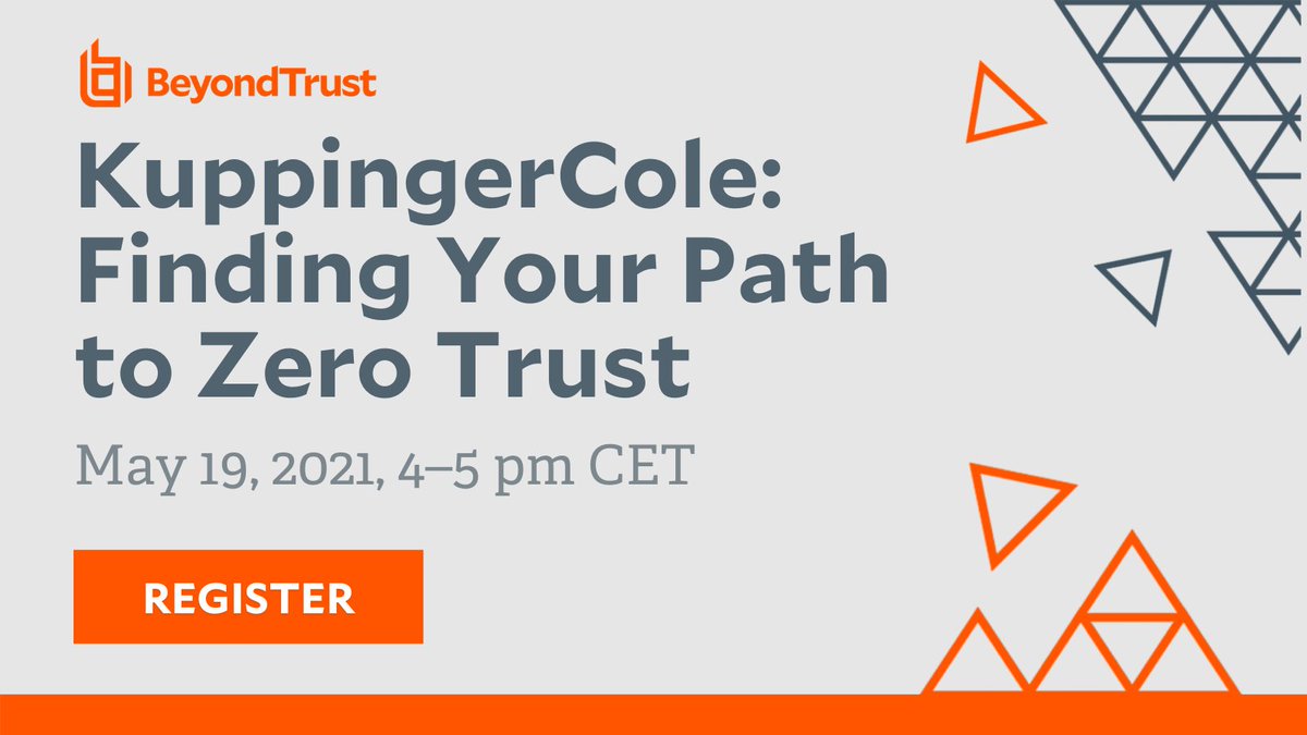 BeyondTrust's tweet image. MAY 19 WEBINAR: Join @KuppingerCole and @BeyondTrust to understand what Zero Trust is, identify the goals this strategy can deliver, and get a clear understanding of the barriers to implementing Zero Trust.

Register: beyondtrust.com/webinars/kuppi…

#ZeroTrust #Cybersecurity #PAM