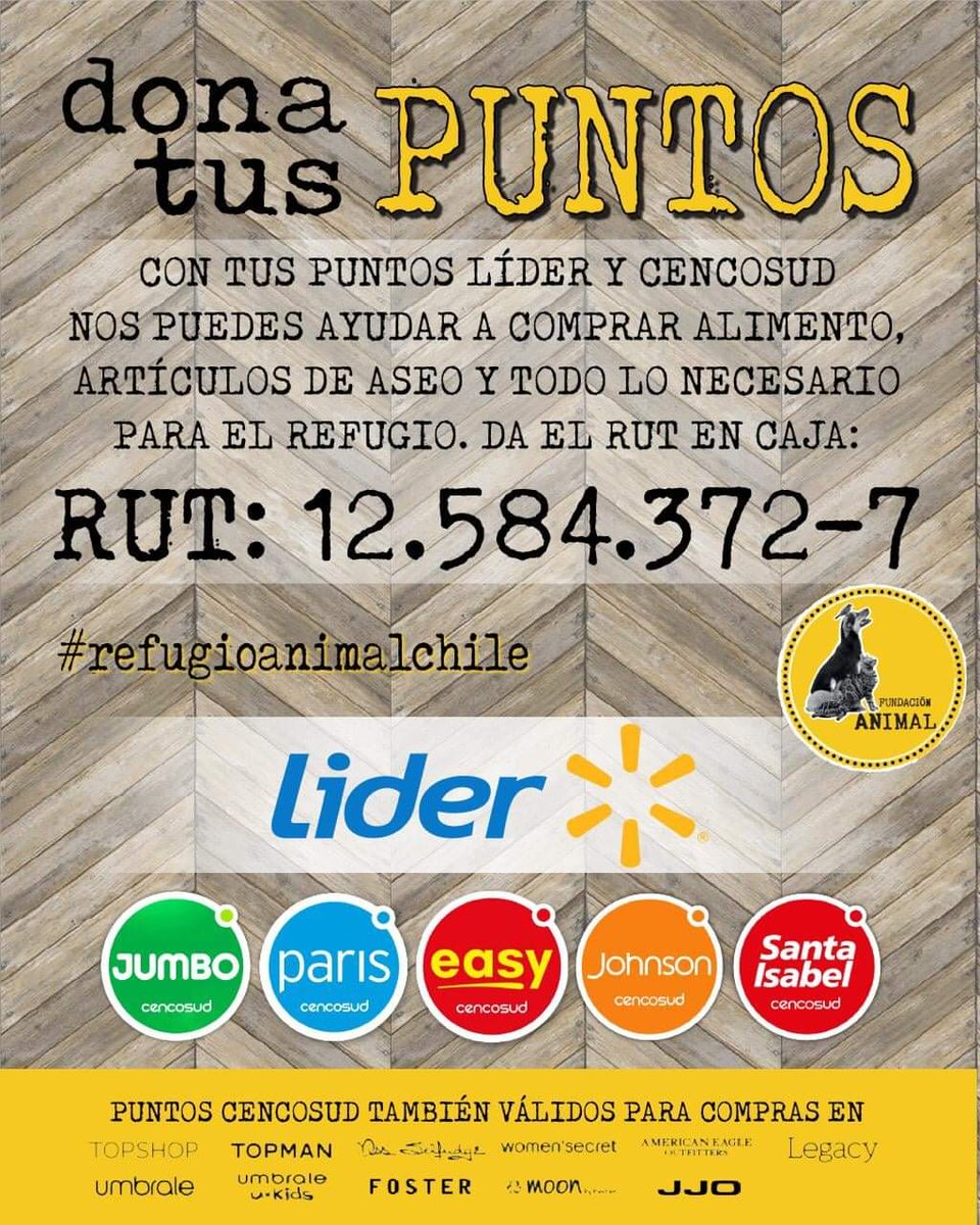 !NO TE OLVIDES! Tus puntos nos sirven para cambiar por artículos de aseo, pollito para los enfermos y snacks!

Para los que no saben, al momento de comprar, puedes elegir donar tus puntos (que no usas), para nuestra Fundación y con eso ayudarnos a comprar muchas cosas de utilidad