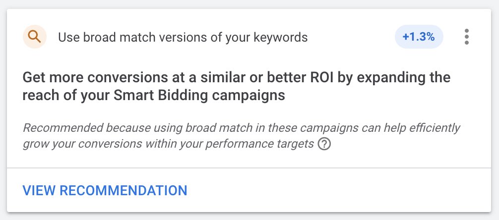 PPCAnna's tweet image. Seeing this recommendation over and over again... 👇 anyone tried using broad match keywords recently? Any thoughts? 🤔

#ppcchat #ppc #broadmatch #googleads #ads #PPC2021