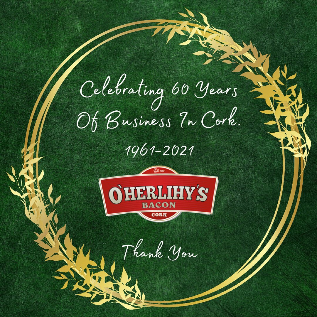 May marks the month that O’Herlihy’s Bacon started up back in 1961 on Sausage Lane in Bishopstown!💚🥓 

Thank you to all our customers, suppliers, friends, family and of course our amazing staff for everything throughout the years! Here’s to the next 60 years!🥳🎉