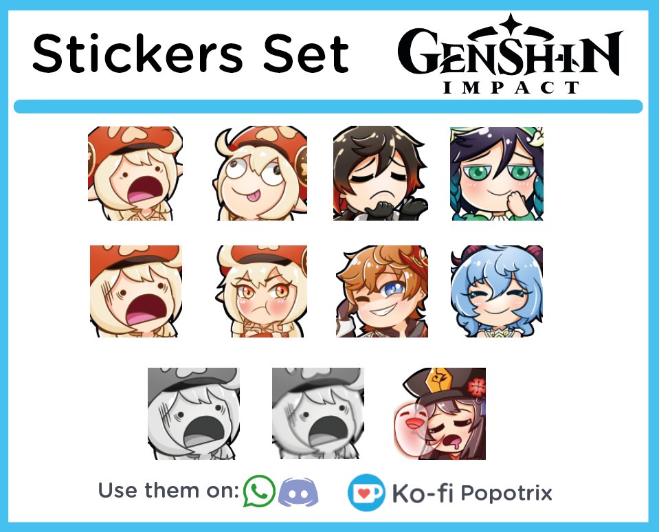 Hu Tao animated emote set / Genshin Impact emotes for twitch or