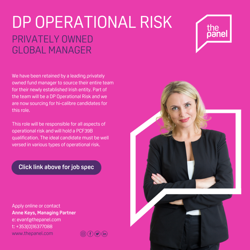ThePanelDublin's tweet photo. Managing Partner, Anne Keys has an exciting opportunity for a DP Operational Risk, please reach out to anne@thepanel.com, for more details!
https://t.co/ezLU4ZFbor
#jobfairy #dp #opsrisk #riskmanagement #operationalriskmanagement #operationalrisk #pcf https://t.co/QY7HJEMwcd
