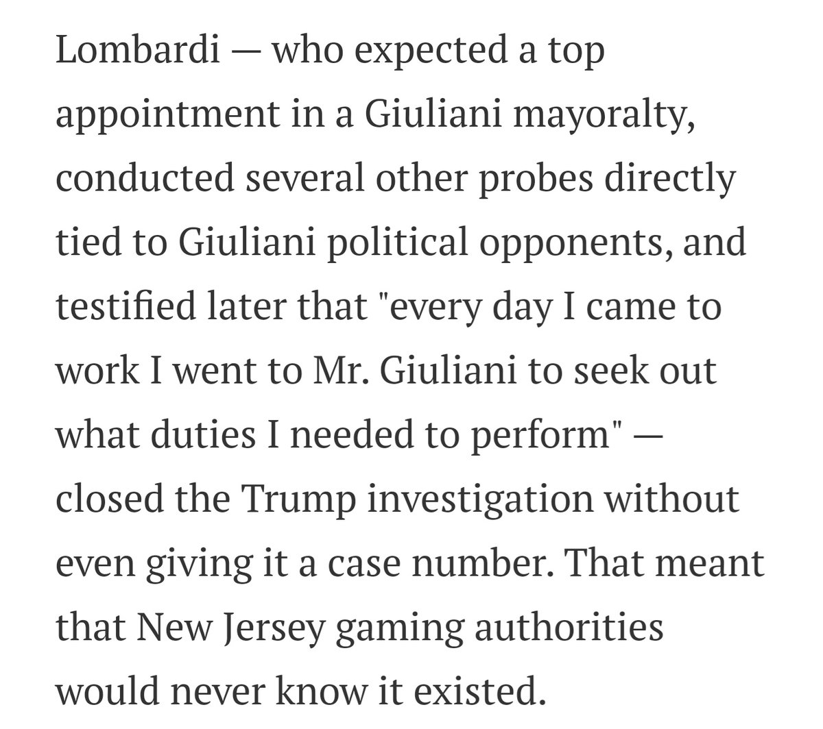 How did Trump and Giuliani forge their friendship in the late 1980s? Trump was being investigated for organized crime. He offered Giuliani's campaign two million dollars and then the case against him was dropped. From the late great Wayne Barrett: nydailynews.com/opinion/wayne-…