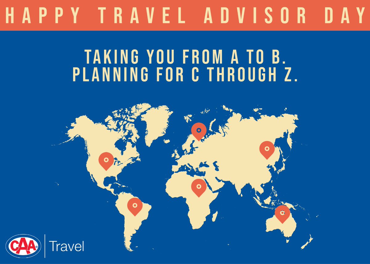 Please join us in wishing the #CAATravel team a happy #TravelAdvisorDay. They've definitely earned it. 
 
They’ve worked tirelessly to help our Members understand &amp; deal with COVID travel restrictions. They’re now helping Members and clients plan for upcoming dream vacations!