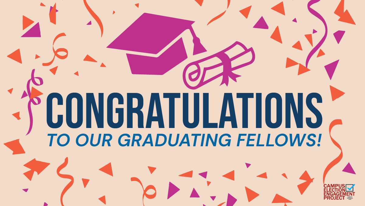 CivicInfluencer's tweet image. Congratulations Graduating Fellows, and thank you for all the work you've done to increase civic engagement on your campus! 🎓🎉

#CampusElect #StudentsVote #CivicEngagement