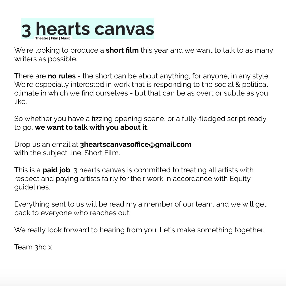 🚨WE WANT TO MEET WRITERS! Check out the brief below - let's make something together. There are no rules. #shortfilm #newwriting #film ⬇️⬇️