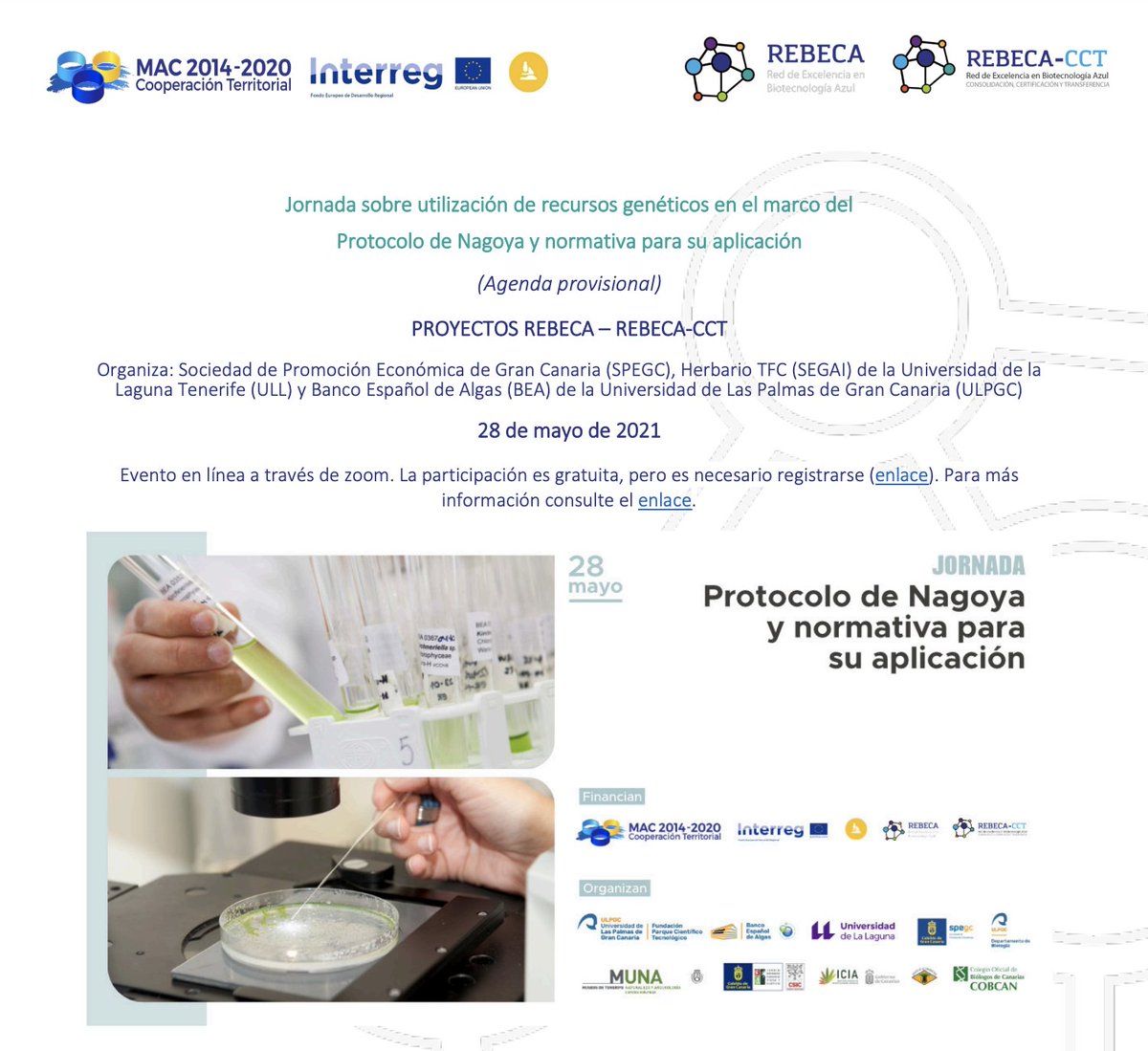EBB_INTERREG (@einterreg) on Twitter photo Our colleagues from <a href="/BEA_ULPGC/">Banco Español de Algas - Oficial</a> are organising a seminar on the utilization of genetic resources in the framework of the #NagoyaProtocol and regulations for its implementation. From EBB we invite you to participate. Let the force of ABS be with you! bit.ly/2Rv1TJj Our colleagues from <a href="/BEA_ULPGC/">Banco Español de Algas - Oficial</a> are organising a seminar on the utilization of genetic resources in the framework of the #NagoyaProtocol and regulations for its implementation. From EBB we invite you to participate. Let the force of ABS be with you! bit.ly/2Rv1TJj