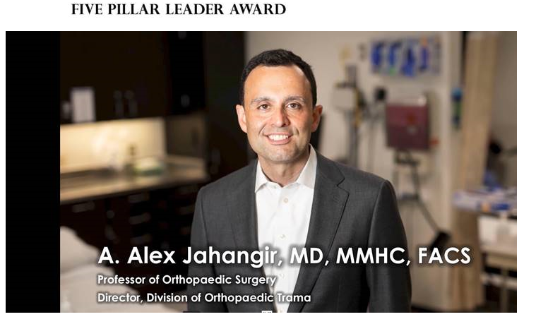 VUMCOrtho's tweet photo. Congratulations @alexjahangir on being recognized as a Five Pillar Leader.  The award  recognizes exceptional leaders who consistently model a balanced approach to leadership across the five pillars &amp; the Credo at VUMC. Your team @VUMCOrtho is proud to work with you! https://t.co/YFWSqhAunY
