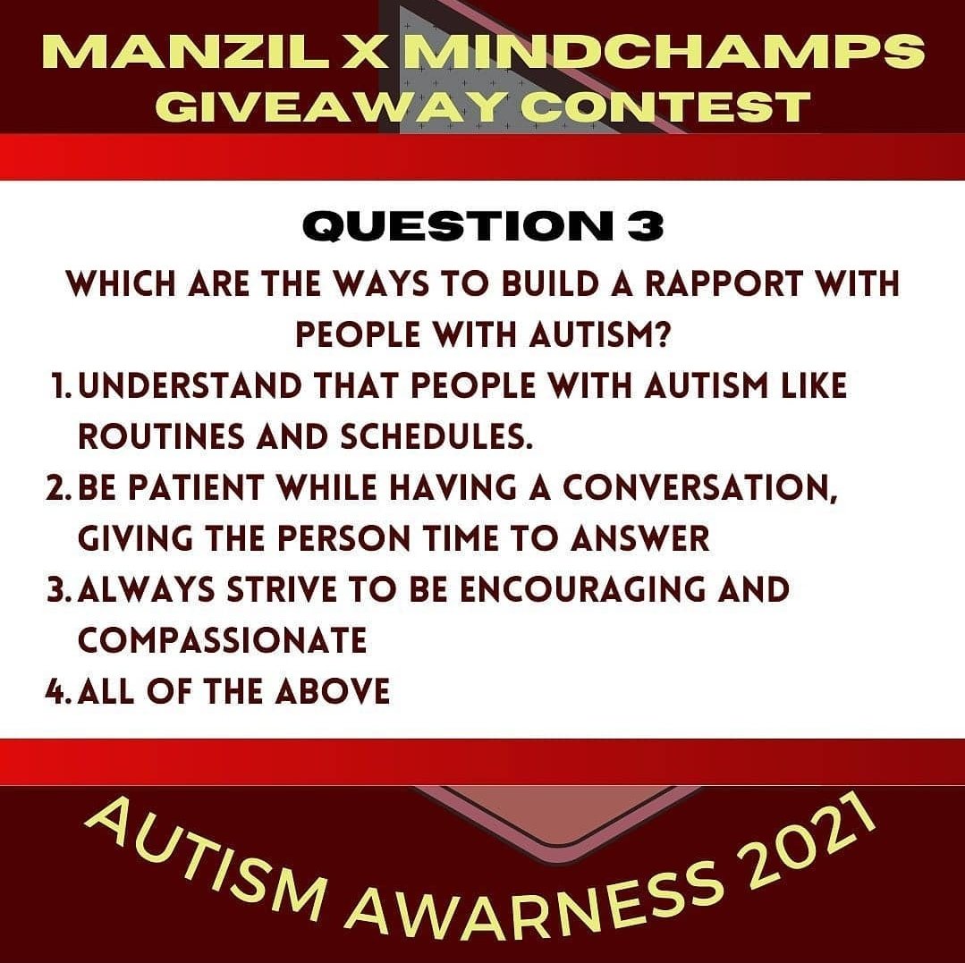 friendsofmanzil's tweet photo. Reposted from @mind.champs
To know more click here- https://t.co/iIP7GMVbFg
#autismacceptance #manzilcenter #giveaway #giveawaycontest #autism #autismawareness #autismacceptance #autismisreal #autismsupport #manzilcenter https://t.co/mJrNZKqEyR