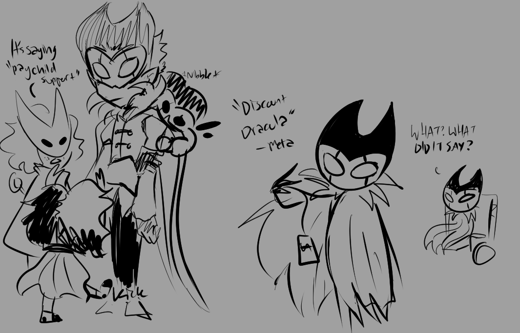 misc hk doodles i wanted to line but realized i had to show a gijinka ref first sorta so they just sat here i dont think i posted them on here before 