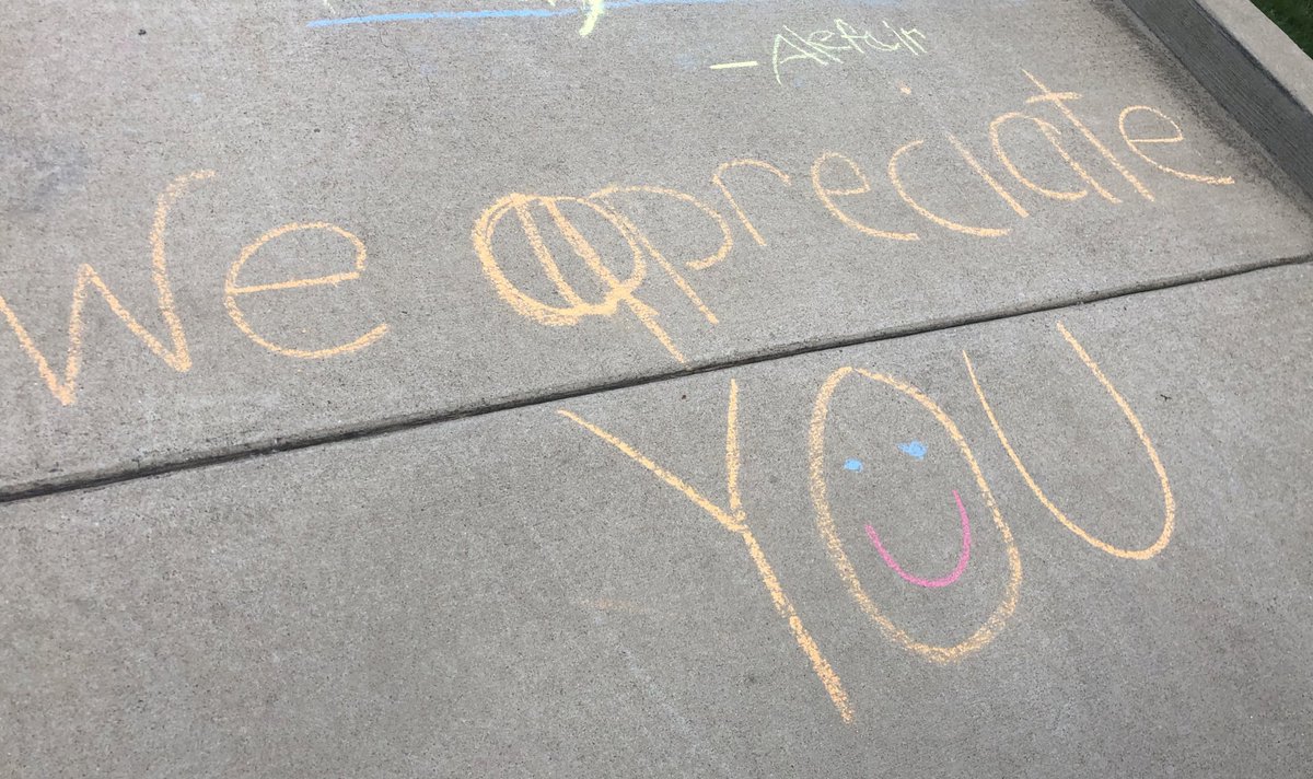 LauraRHartley's tweet image. Are you kidding!? Our @WBESBulldogs are the BEST! It’s teacher appreciation week but I’m out recovering from a surgery and found this in my own driveway. Literally could make me cry. @WaverlybelPTO @WBE_Library