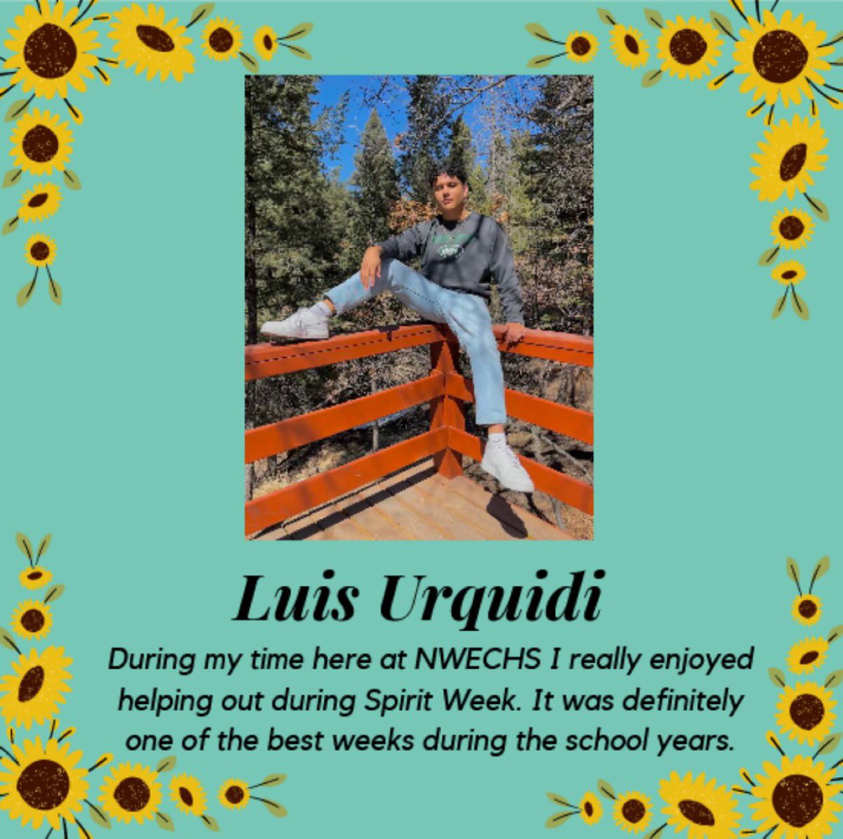 Today we shine the spotlight on Wes. Next year he will be at NMSU pursuing a Bachelor's Degree in Social Work. Good Luck in all your future endeavors!