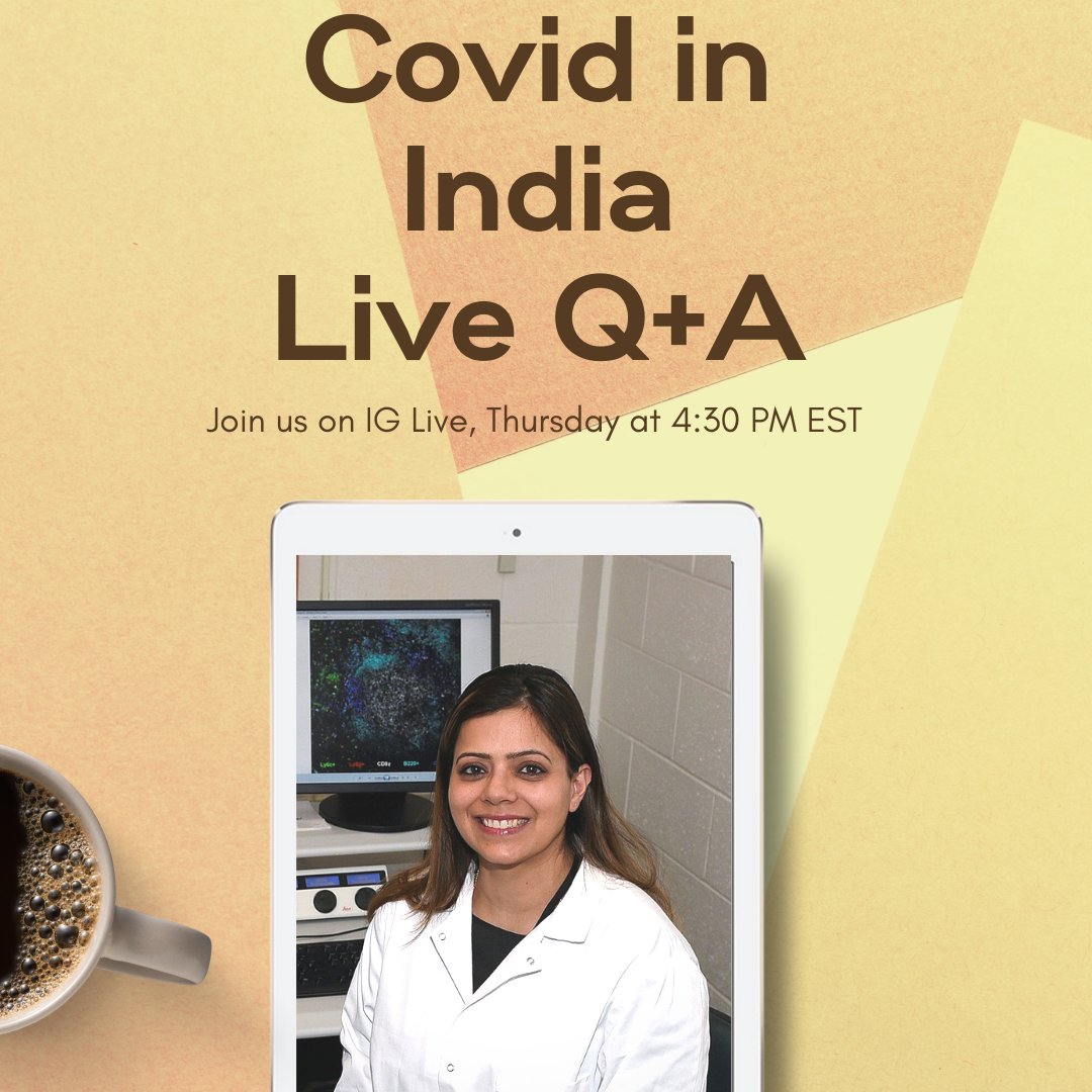 Just a reminder about our COVID-19 in India IG Live with Dr. Priya Luthra to help us with the answers to all our questions with up-to-date information on Covid, how we can help manage from here, and prevent disinformation.

Don't forget to share this with your friends and family.